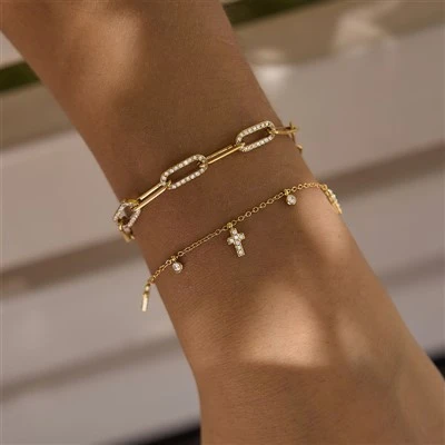 Cross Drop Sparkle Armbånd