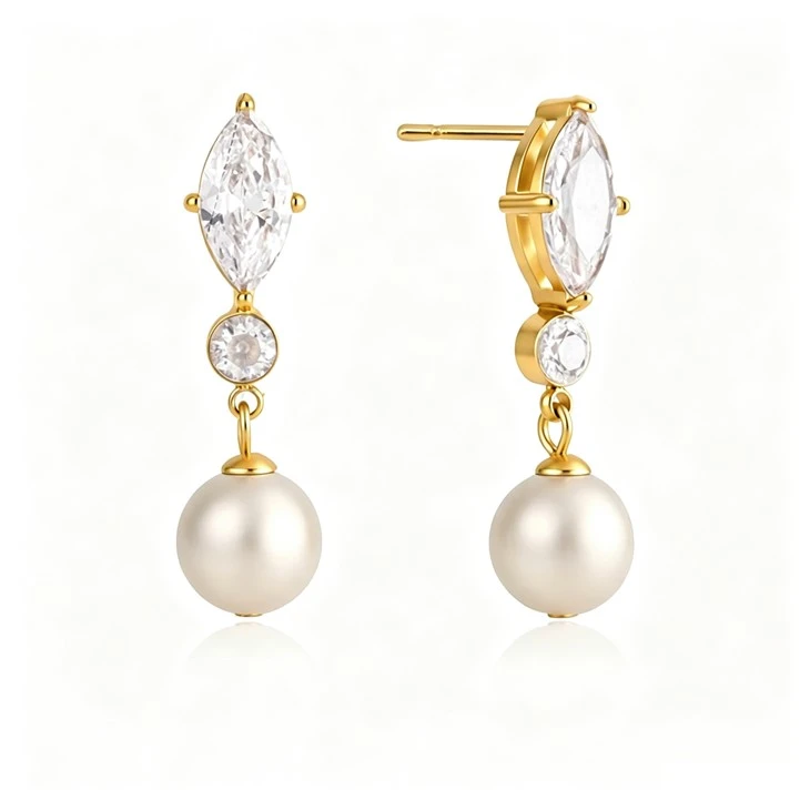 Marquise CZ Pearl Drop øredobber