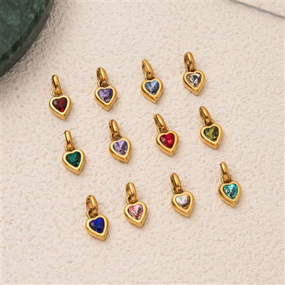 Hjerte Birthstone anheng Charms