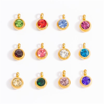 Runde CZ Birthstone anheng Charms