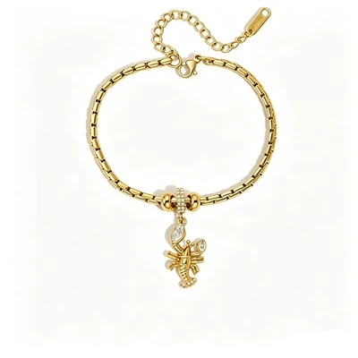 Glitrende Lobster Charm Armbånd