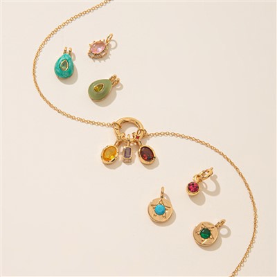 Vintage naturstein i rustfritt stål Birthstone Charms