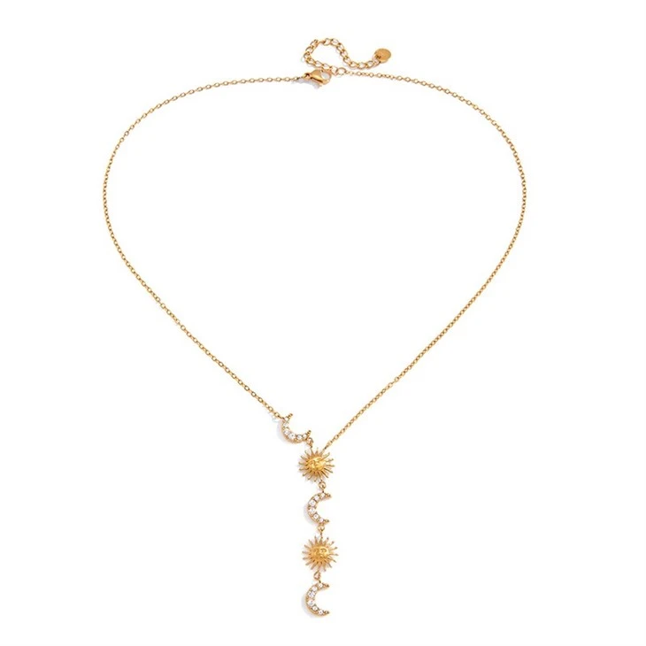 Sun And Moon Zircon Y Pendant Necklace manufacturers