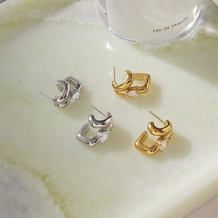 Teardrop CZ Double Hoop Huggie Earrings best