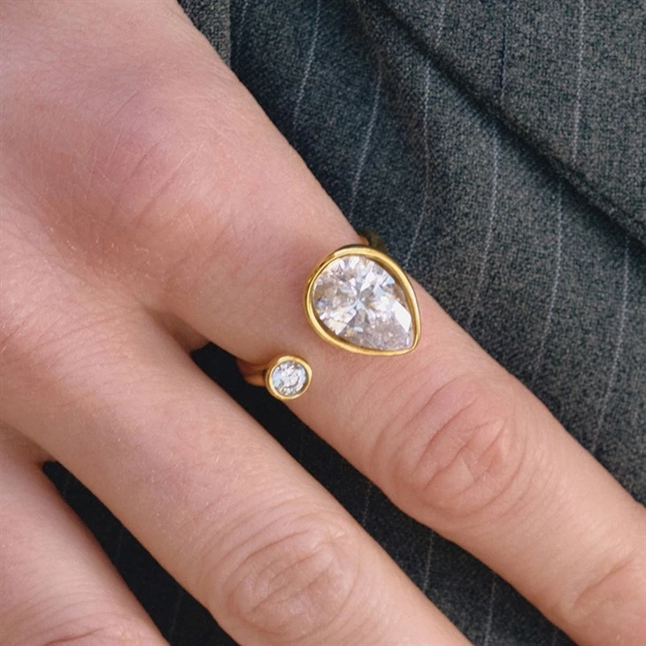 Two Stone Open Band Ring high quality