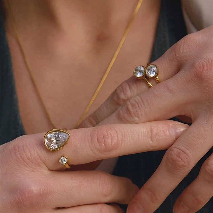 Two Stone Open Band Ring high quality