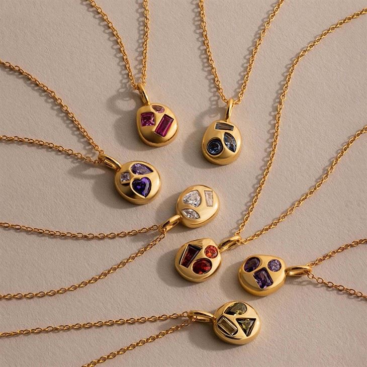 Vintage Birthstone anheng halskjede